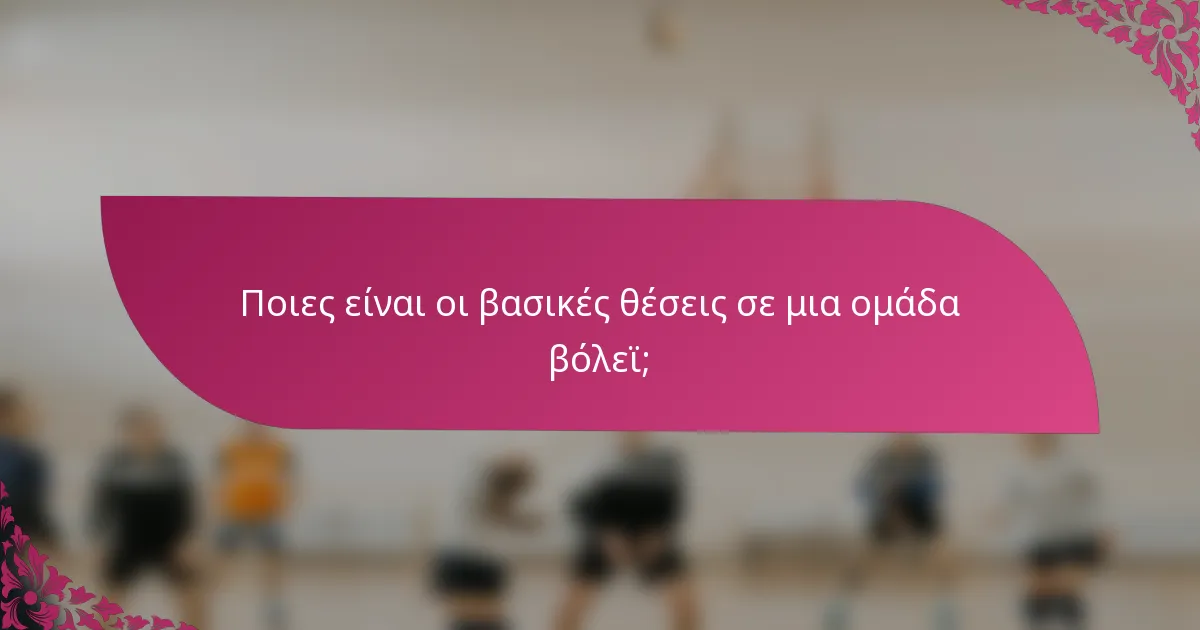 Ποιες είναι οι βασικές θέσεις σε μια ομάδα βόλεϊ;