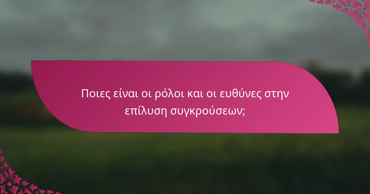 Ποιες είναι οι ρόλοι και οι ευθύνες στην επίλυση συγκρούσεων;